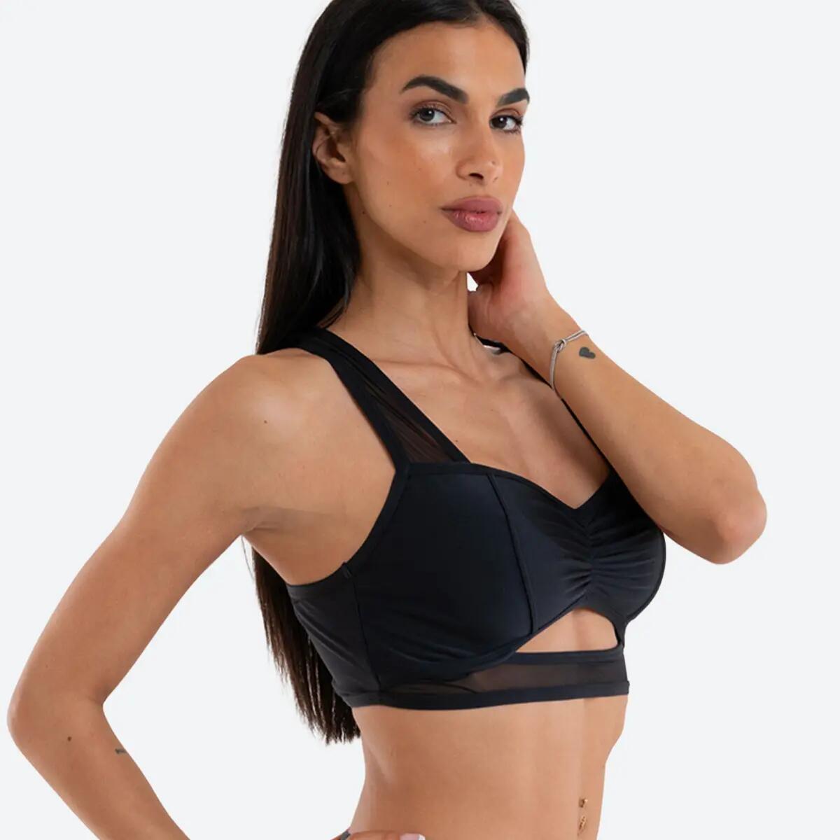 Top donna pole dance push up dettagli retina Mistika Black 3/5