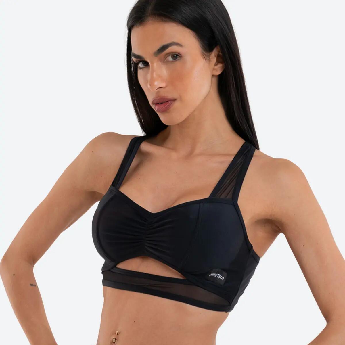 Top donna pole dance push up dettagli retina Mistika Black 2/5