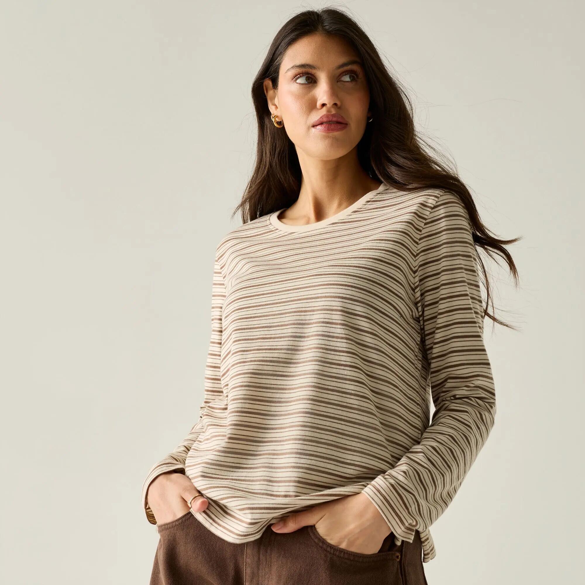 T-shirt a maniche lunghe a righe con scollo rotondo da donna Federica 4/10