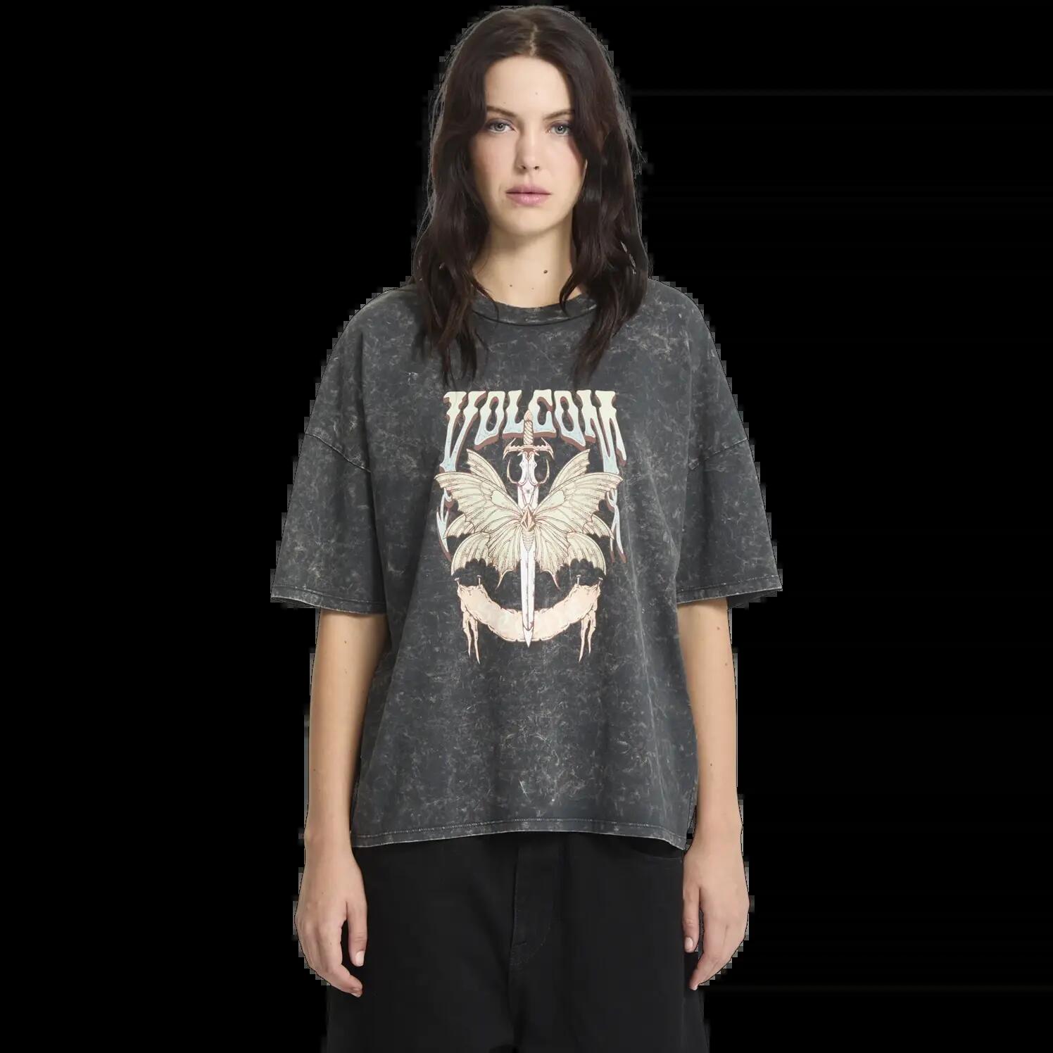 Camiseta - Skate - Mujer - Oversize, estampado vintage - Voltrip - Negro 1/1