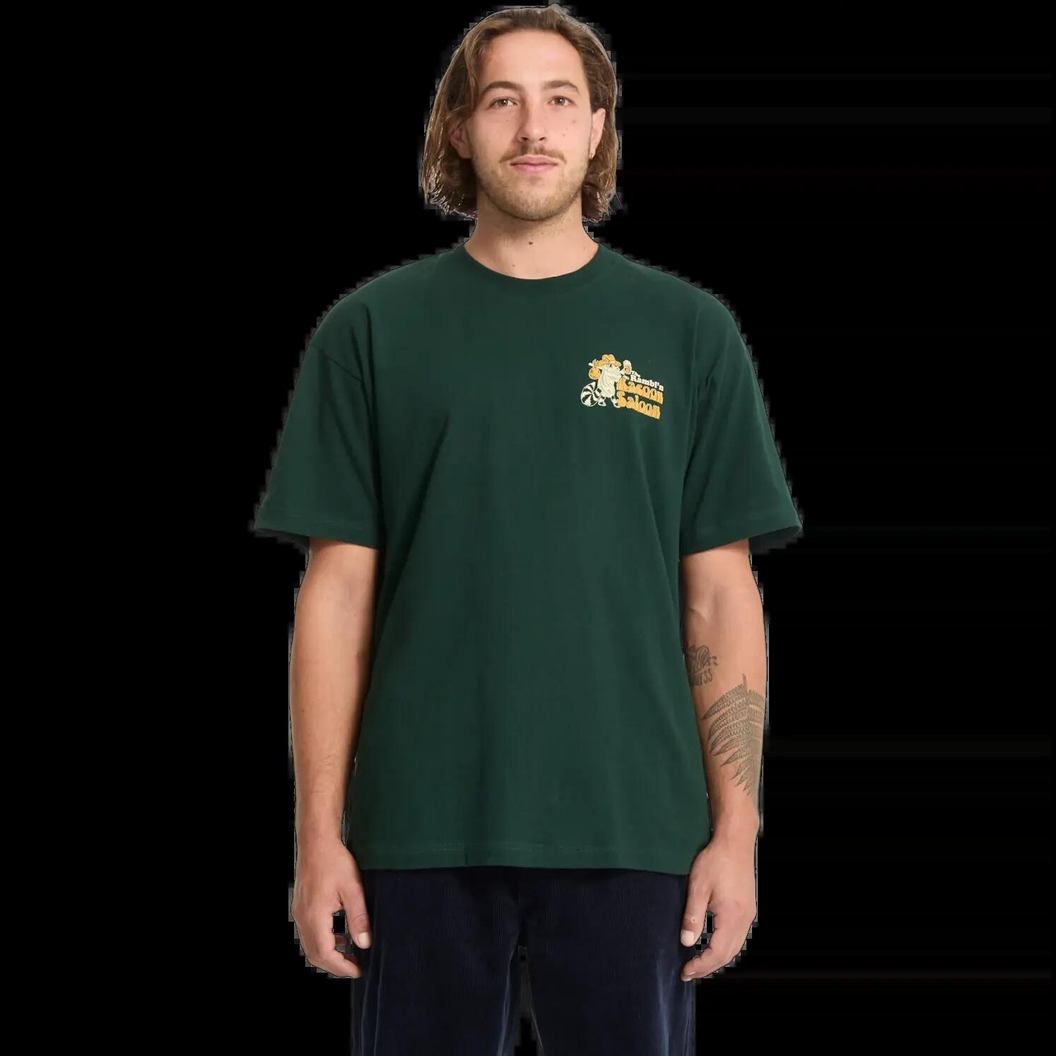 T-shirt - Skate - Homem - Racoon - Confortável, impressão frontal - Verde 1/1