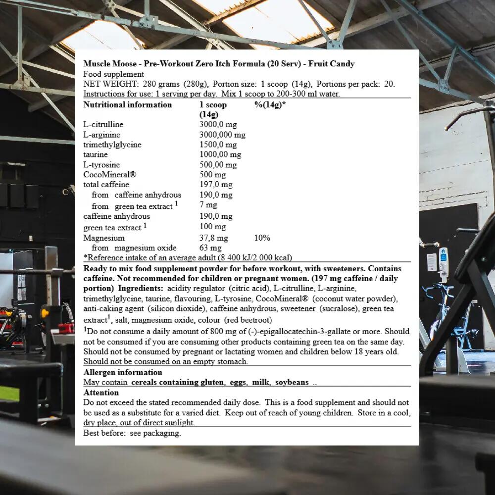 Muscle Moose Pre-Workout Zero Itch Formula (20 Serv) Fruit Candy - Pre-Workout 3/3