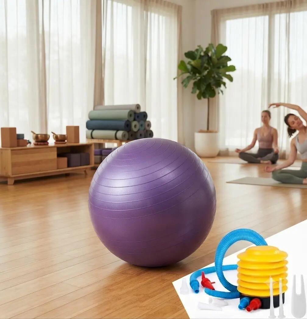 Fitball Pelota Fitness Yoga Pilates Resistente 65 cm Morado 4/4