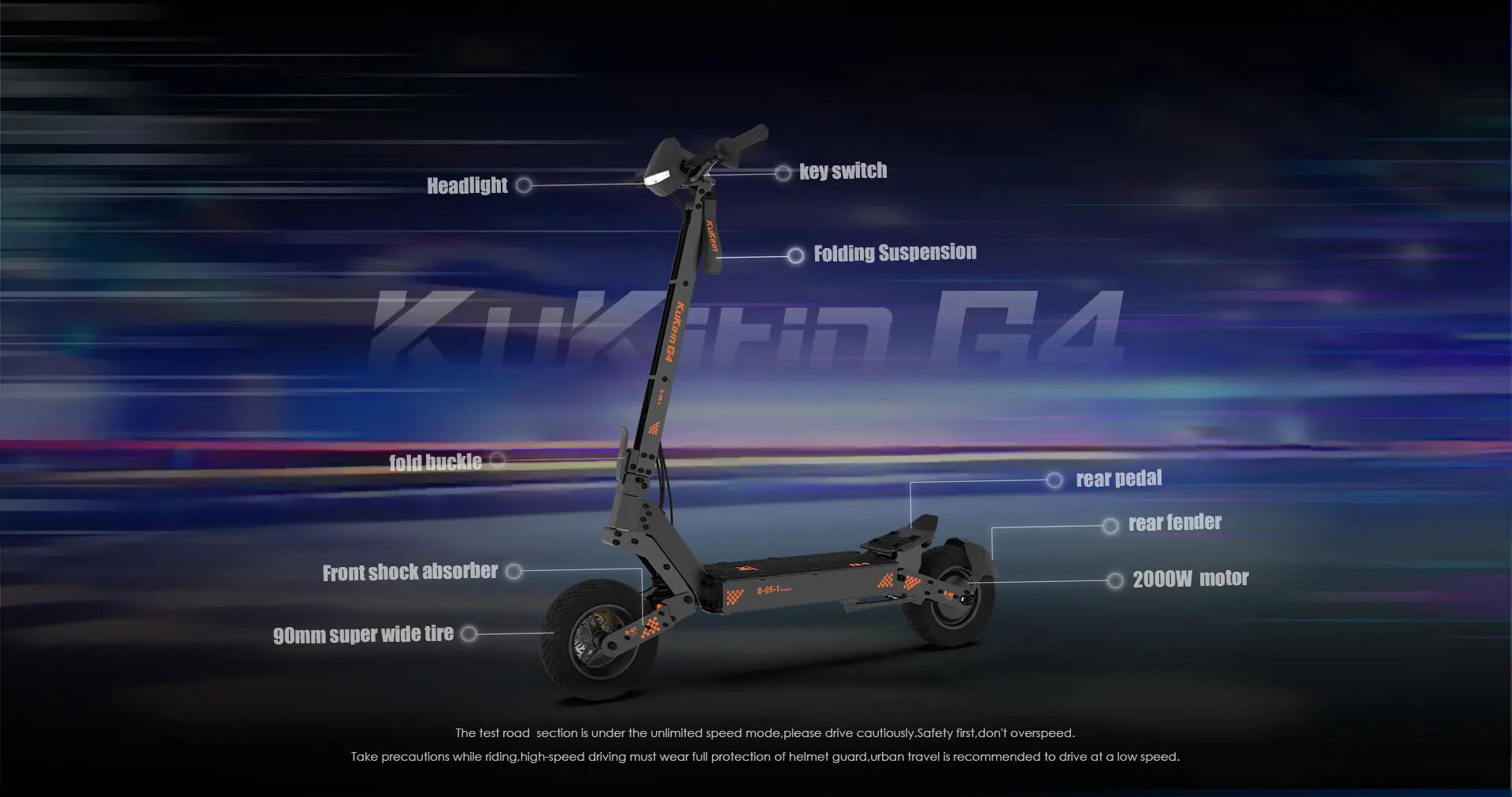 Trottinette électrique Kukirin G4 2000W 60V pliable 9/13