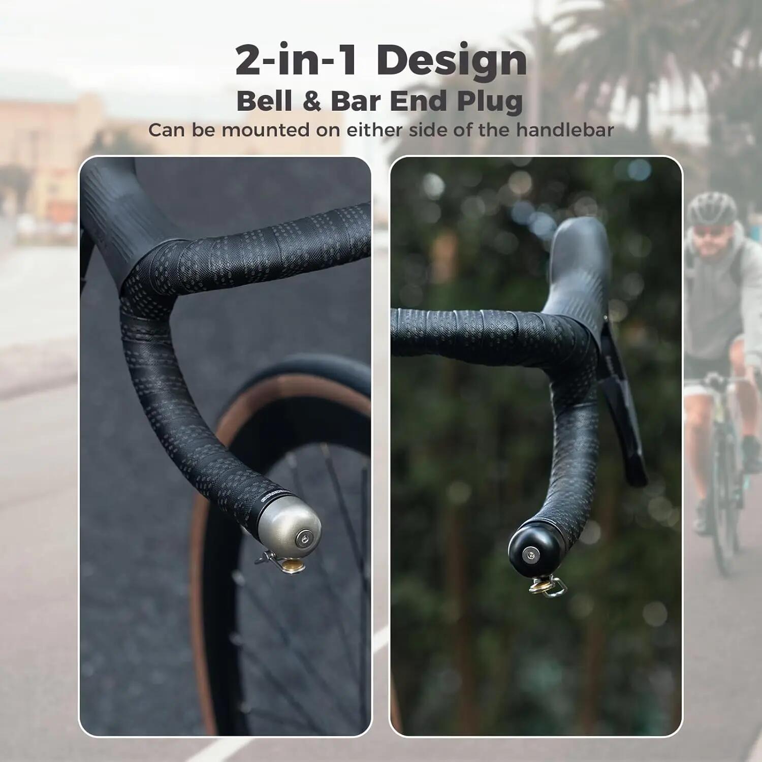 2er Set 2in1 Fahrradklingel als Lenkerstopfen – laut & leicht für Rennrad 5/7