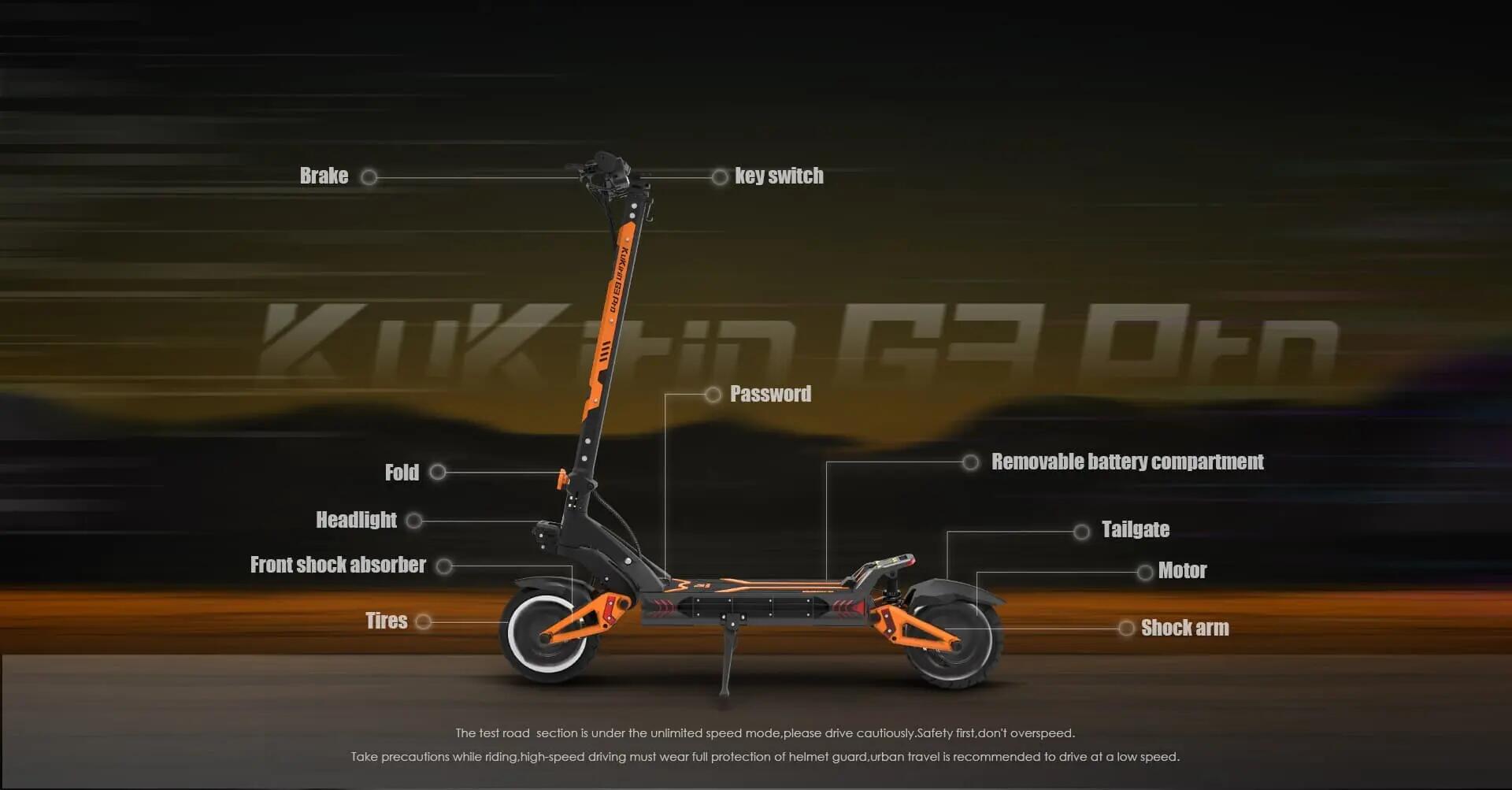 Trottinette électrique Kukirin G3 Pro 2 × 1200W 52V pliable 7/12