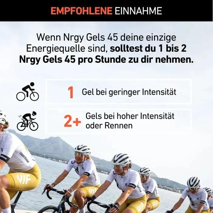 Nrgy Gel 45 Banane–Karamell Kohlenhydrate Triathlon Laufen Rad Nduranz 10 x 75 g 6/8