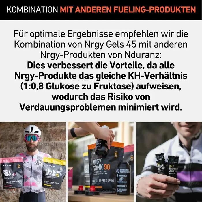 Nrgy Gel 45 Banane–Karamell Kohlenhydrate Triathlon Laufen Rad Nduranz 10 x 75 g 5/8