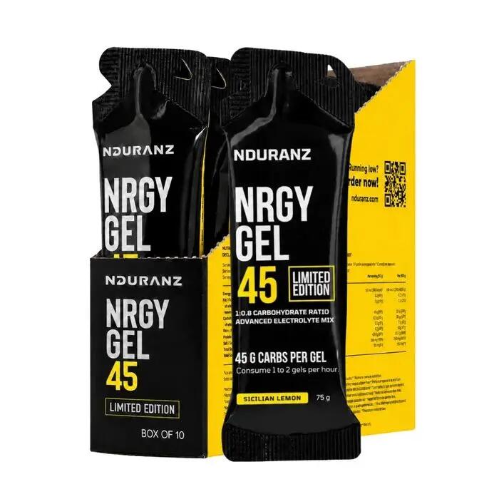 Nrgy Gel 45 Sicilian Lemon Kohlenhydrate Triathlon Laufen Rad Nduranz 10 x 75 g 3/8