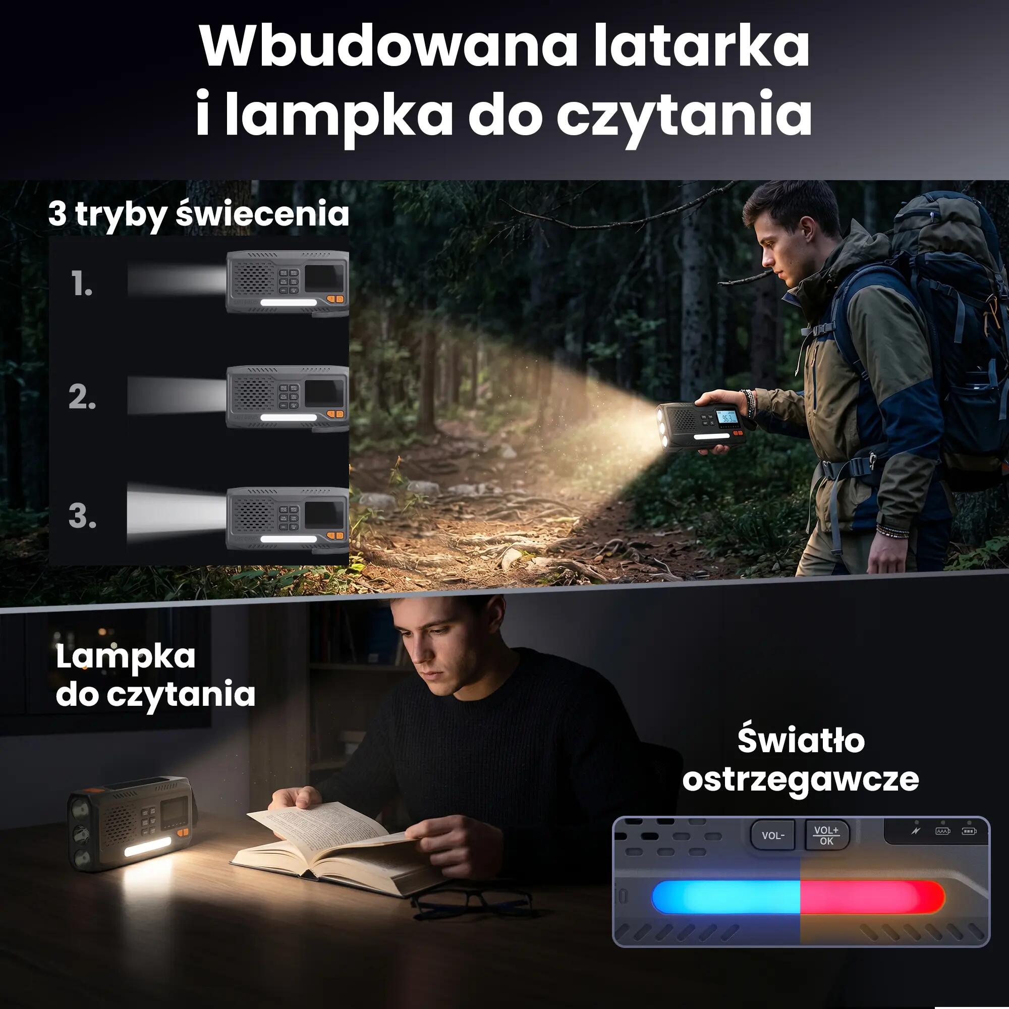 RADIO NA KORBKĘ DAB+ FM solarne dynamo awaryjne LATARKA Powerbank 4500mAh 8/10