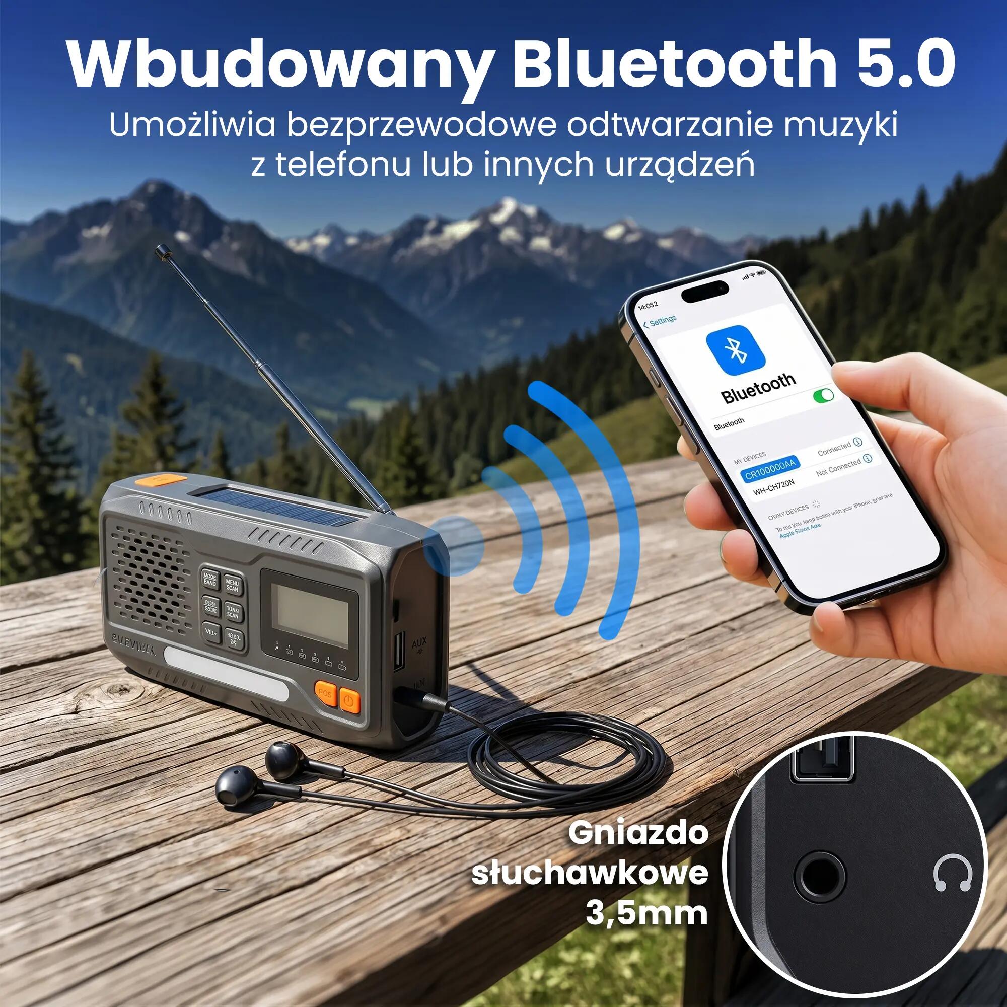 RADIO NA KORBKĘ DAB+ FM solarne dynamo awaryjne LATARKA Powerbank 4500mAh 6/10