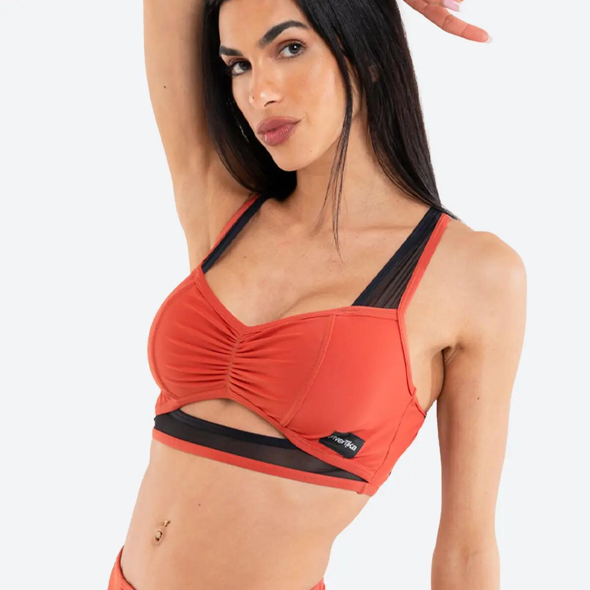 Top donna pole dance push up dettagli retina Mistika Mattone 3/5