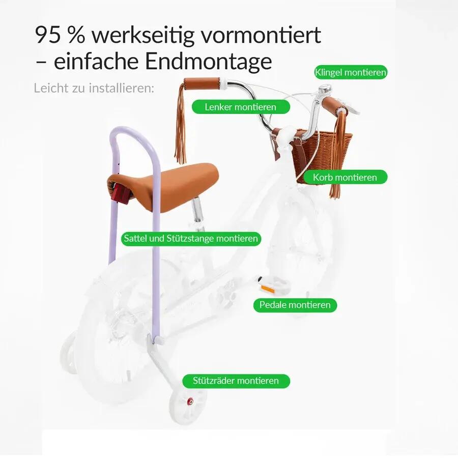 LEVO Kinderfahrrad 16 Zoll mit Riemenantrieb & Stützrädern – für 100-135 cm 7/7