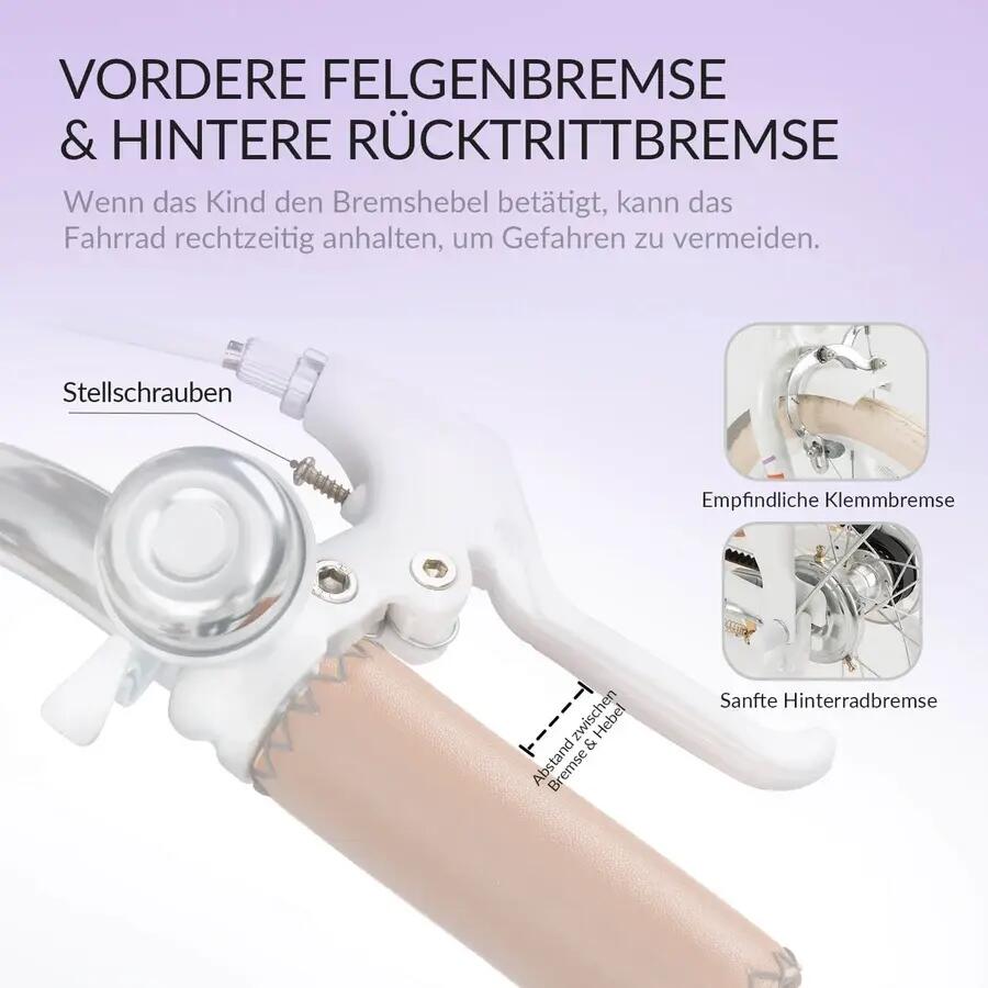 LEVO Kinderfahrrad 16 Zoll mit Riemenantrieb & Stützrädern – für 100-135 cm 6/7