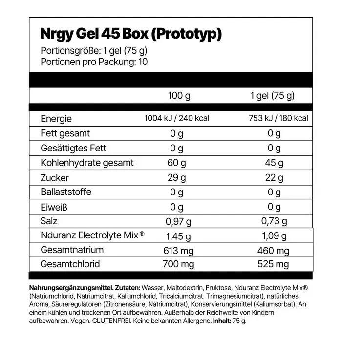 Nrgy Gel 45 Banane–Karamell Kohlenhydrate Triathlon Laufen Rad Nduranz 10 x 75 g 2/8