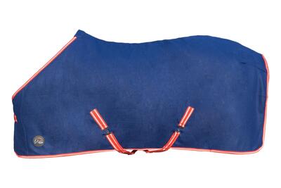 Droogdeken van fleece voor paard met gekruiste singels hkm