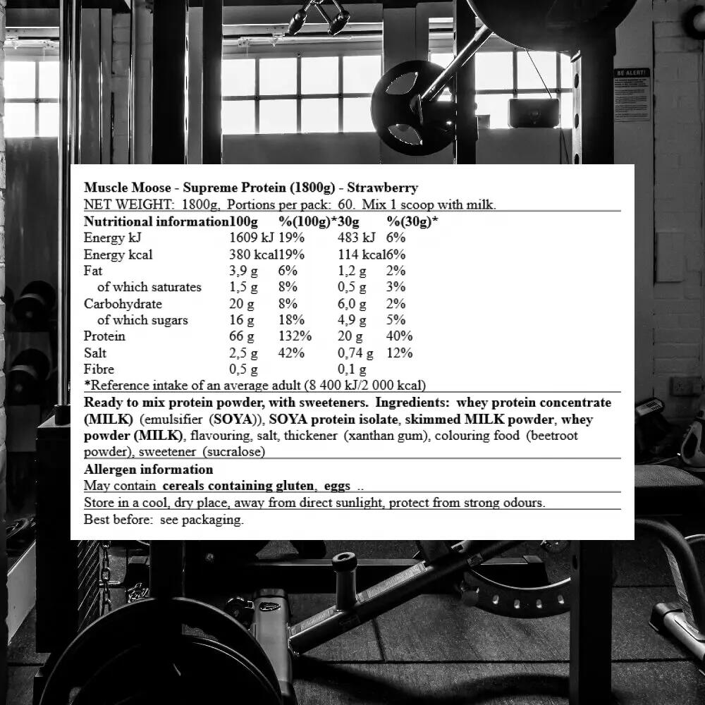 Muscle Moose Supreme Protein (1800g) Strawberry - Eiweiße - Protein-Mischung 3/3