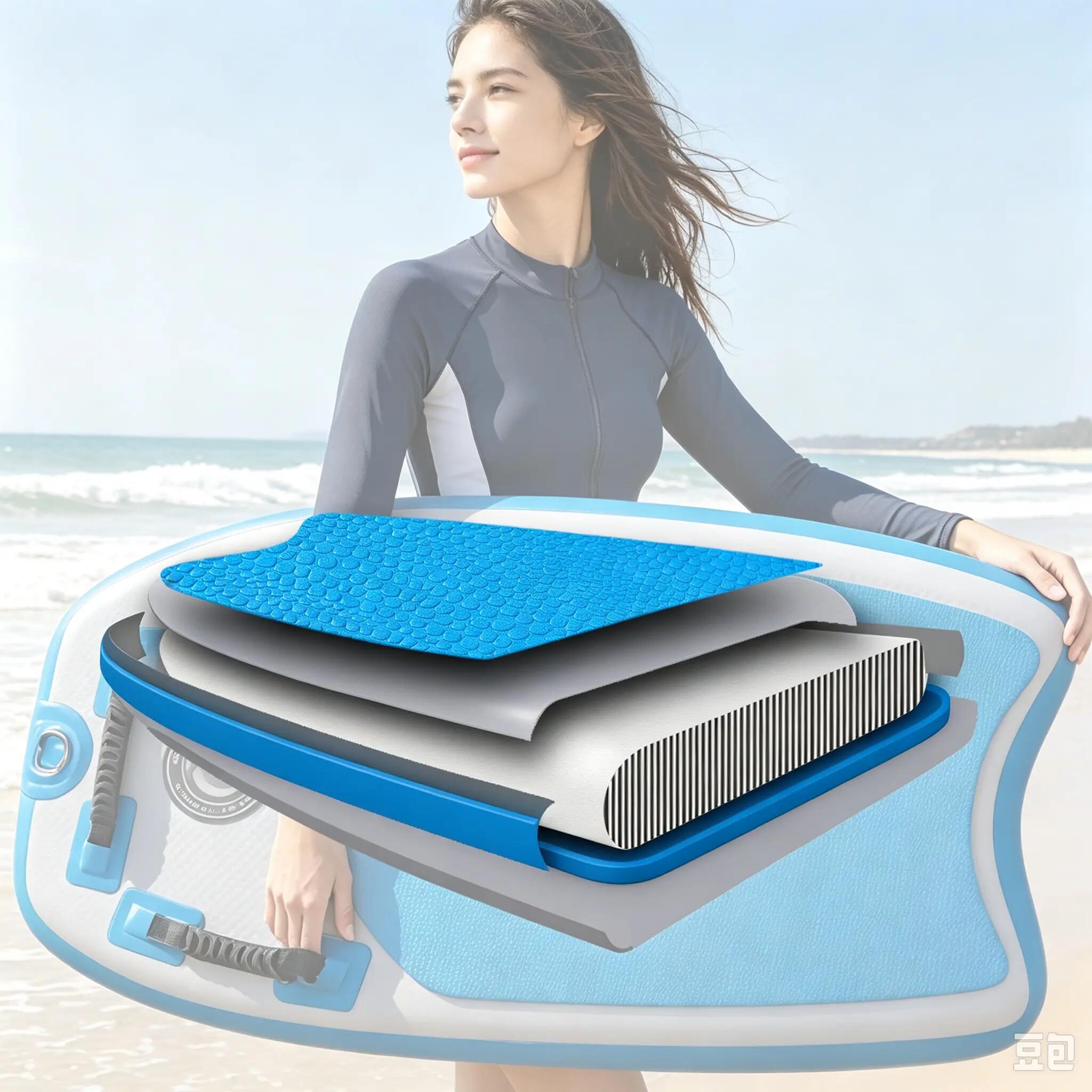 Erwachsene - Bodyboarden - Aufblasbares Board - 3 Griffe - Blau 3/5