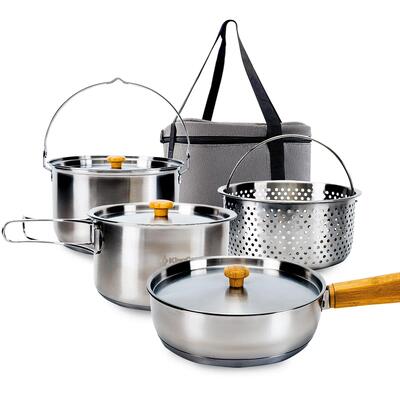 Camping kookset basecamp i outdoor pannenset roestvrij staal
