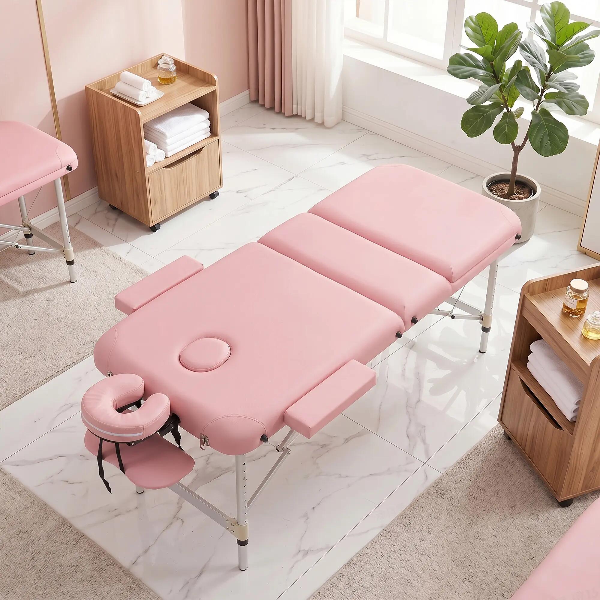 Marquesa de massagem 215x81x84 cm rosa HOMCOM 4/4