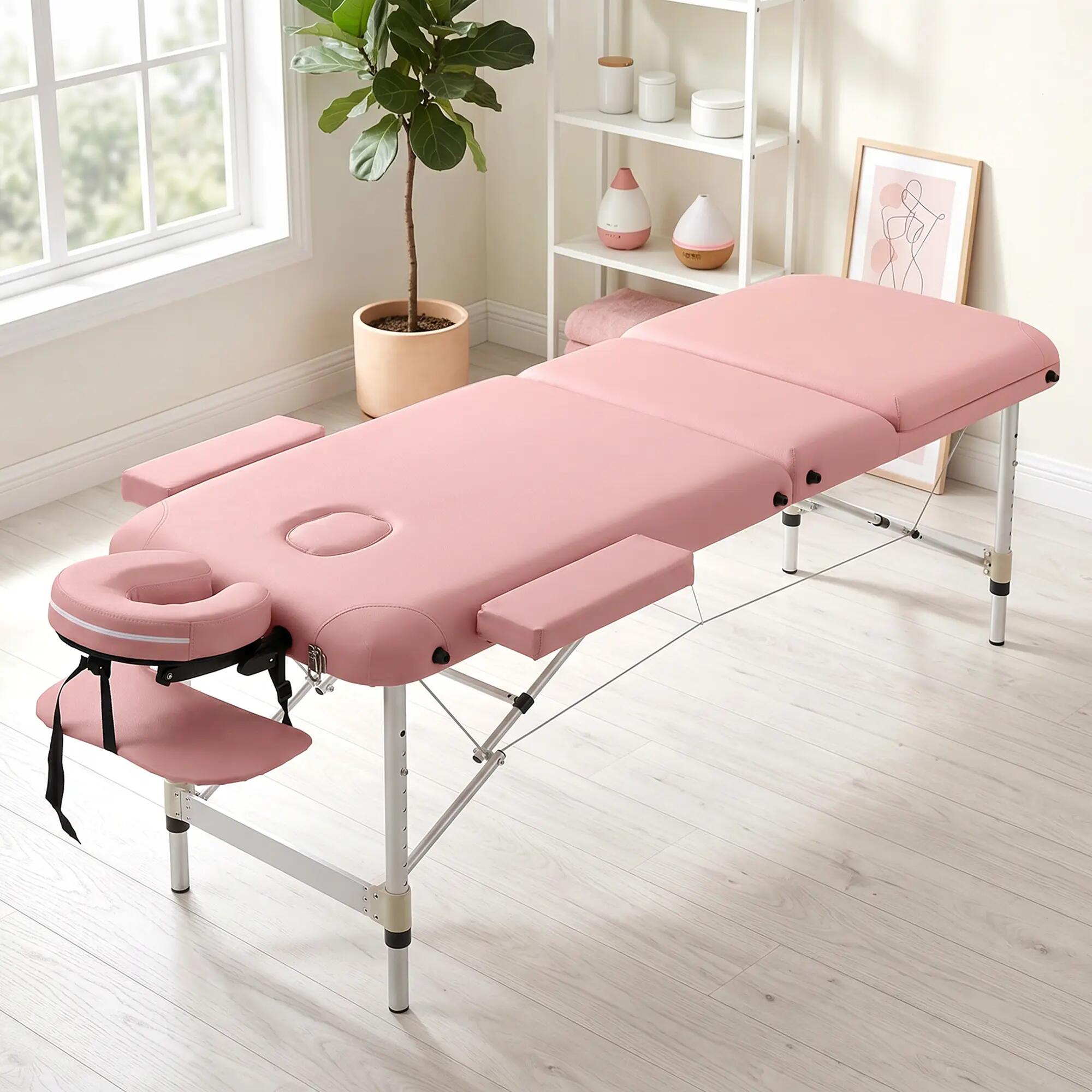 Marquesa de massagem 215x81x84 cm rosa HOMCOM 2/4