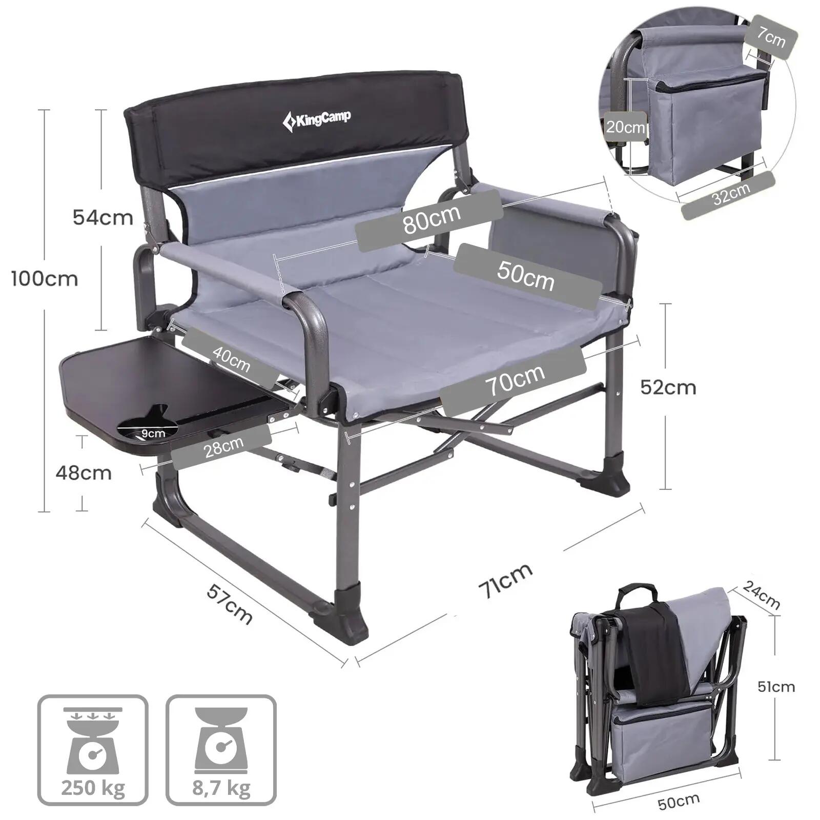 Silla de camping Silla de director de lujo Bolsa de frío para exteriores 250 kg 2/5