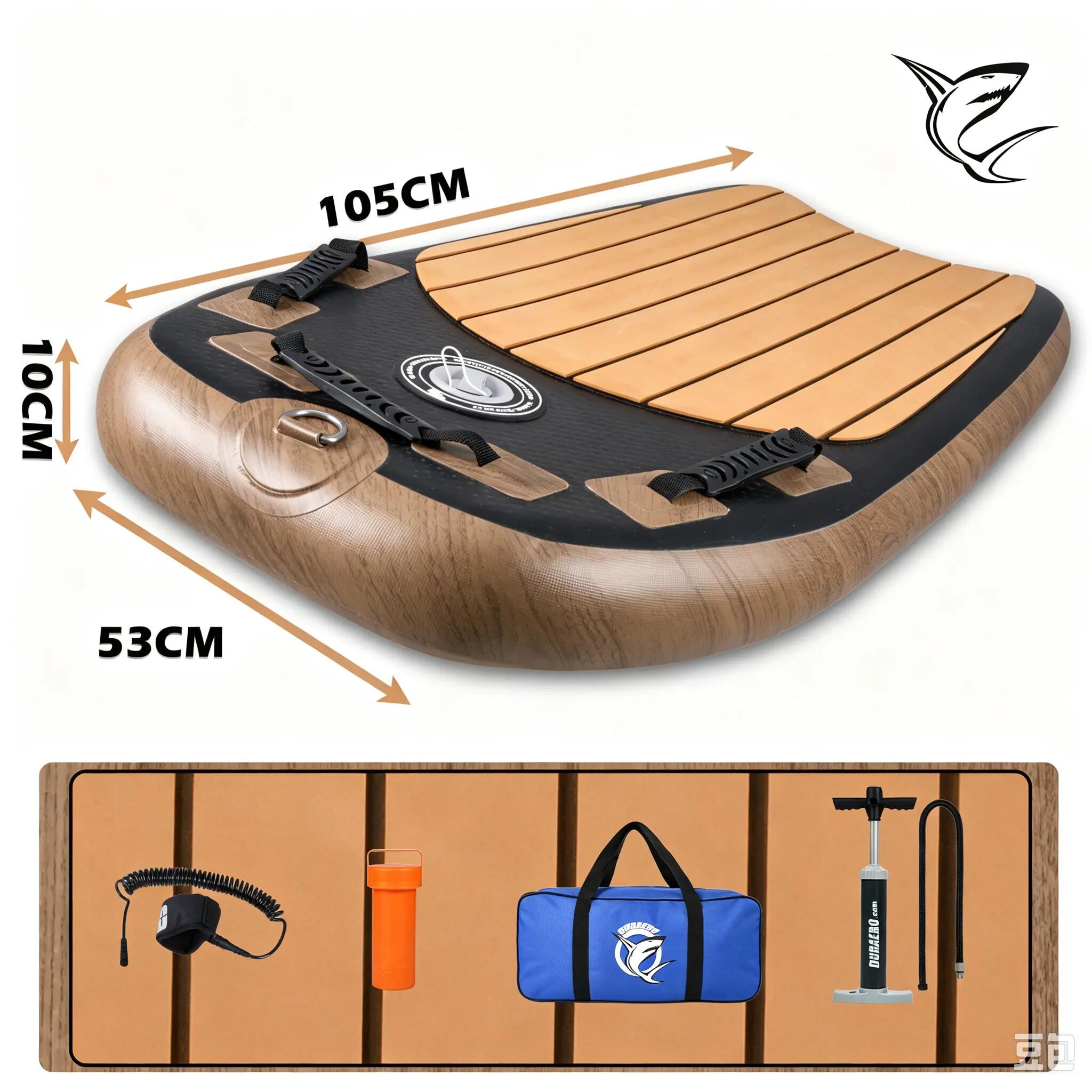 DURAERO Bodyboard gonfiabile 105×53×10 cm effetto legno 4/5