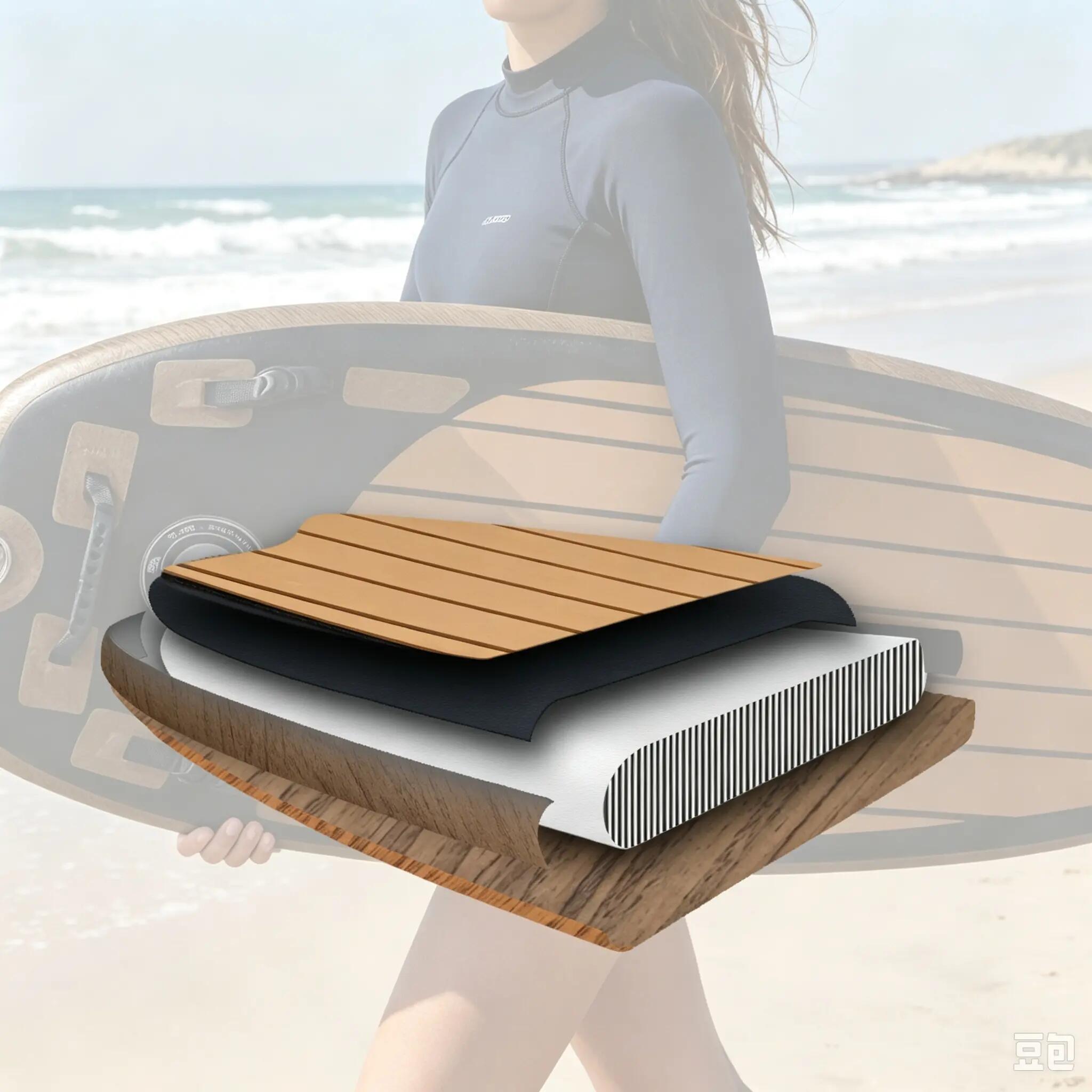 DURAERO Bodyboard gonfiabile 105×53×10 cm effetto legno 3/5