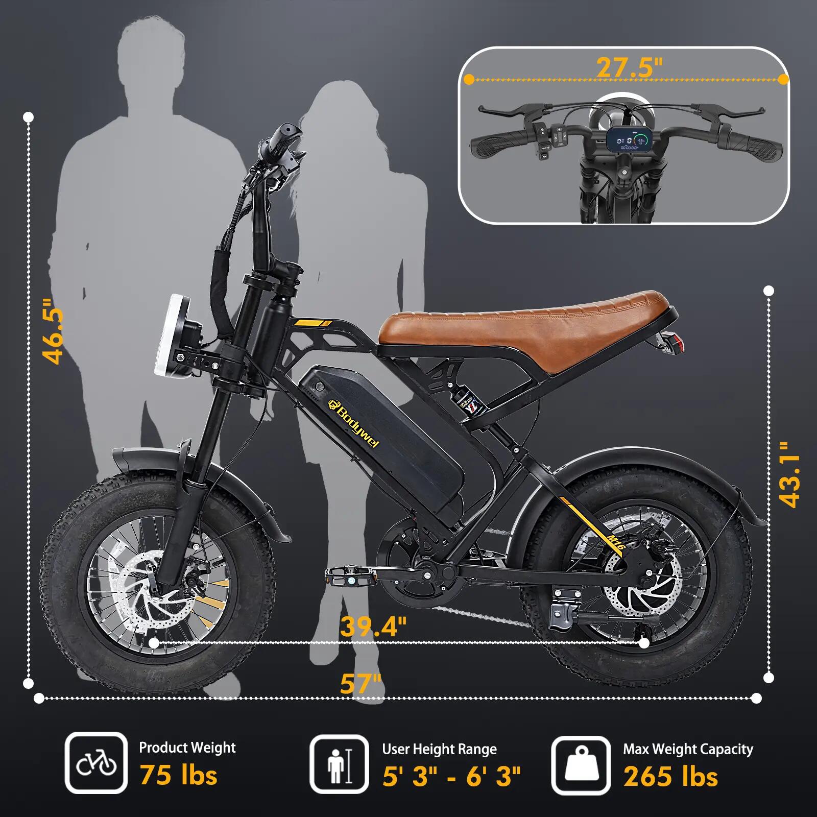 Vélo électrique pour adulte Bodywel M16, batterie 48V 15,6Ah 11/12