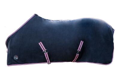 Droogdeken van fleece voor paard met gekruiste singels hkm