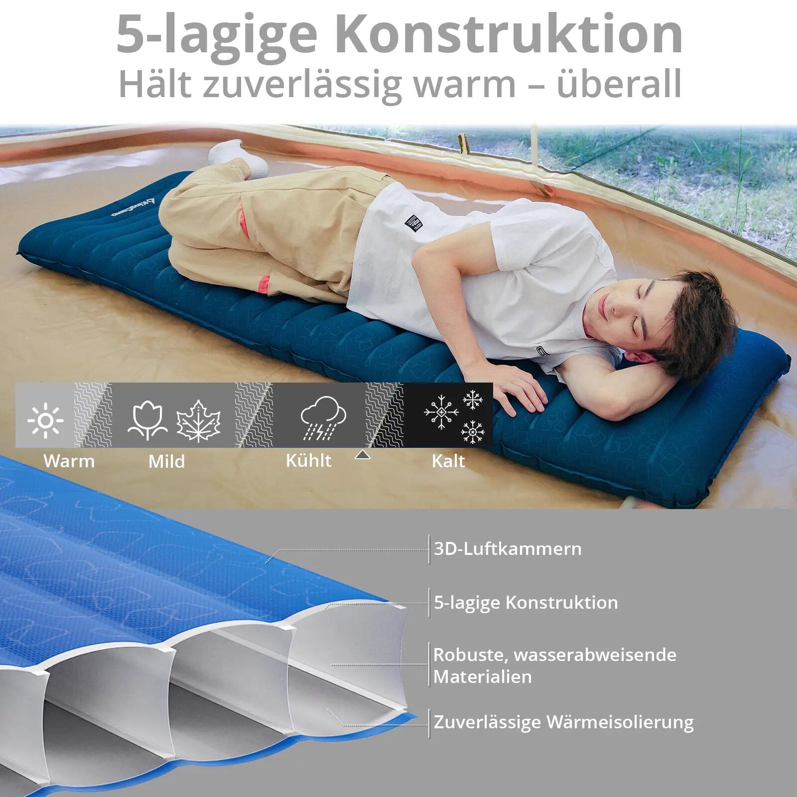 Verhoogde camping matras Trekking luchtbed Camping luchtbed Lichtgewicht 1,2 kg 6/7