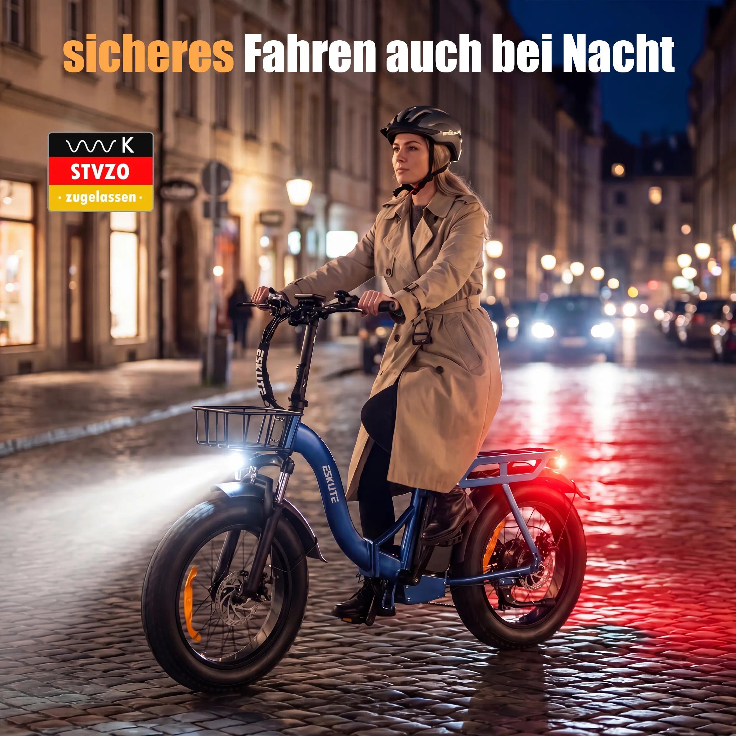 Bicicleta Eléctrica ESKUTE D202｜Motor 250W｜48V 20.8Ah｜Neumático 20" 4/8