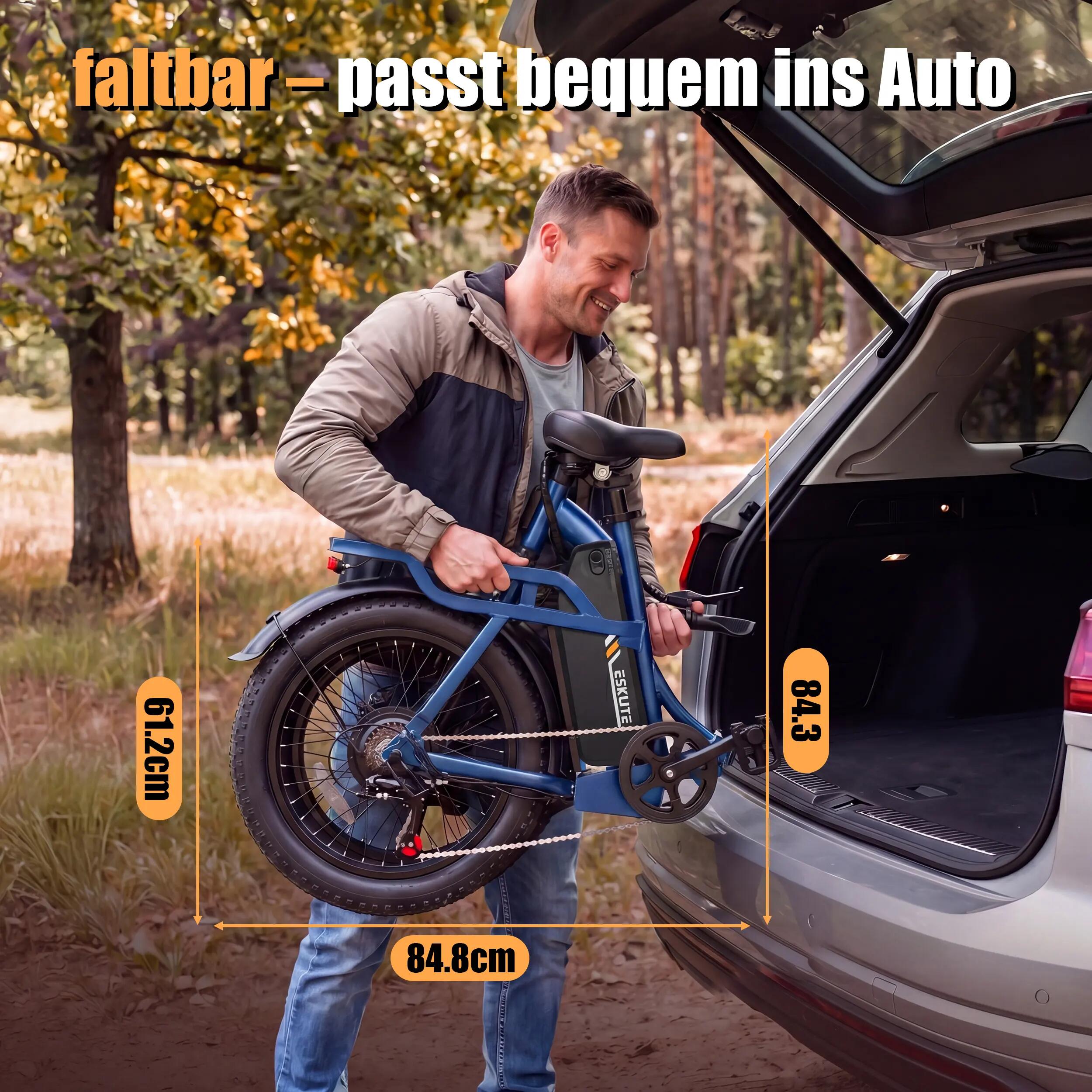 Bicicleta Eléctrica ESKUTE D202｜Motor 250W｜48V 20.8Ah｜Neumático 20" 8/8