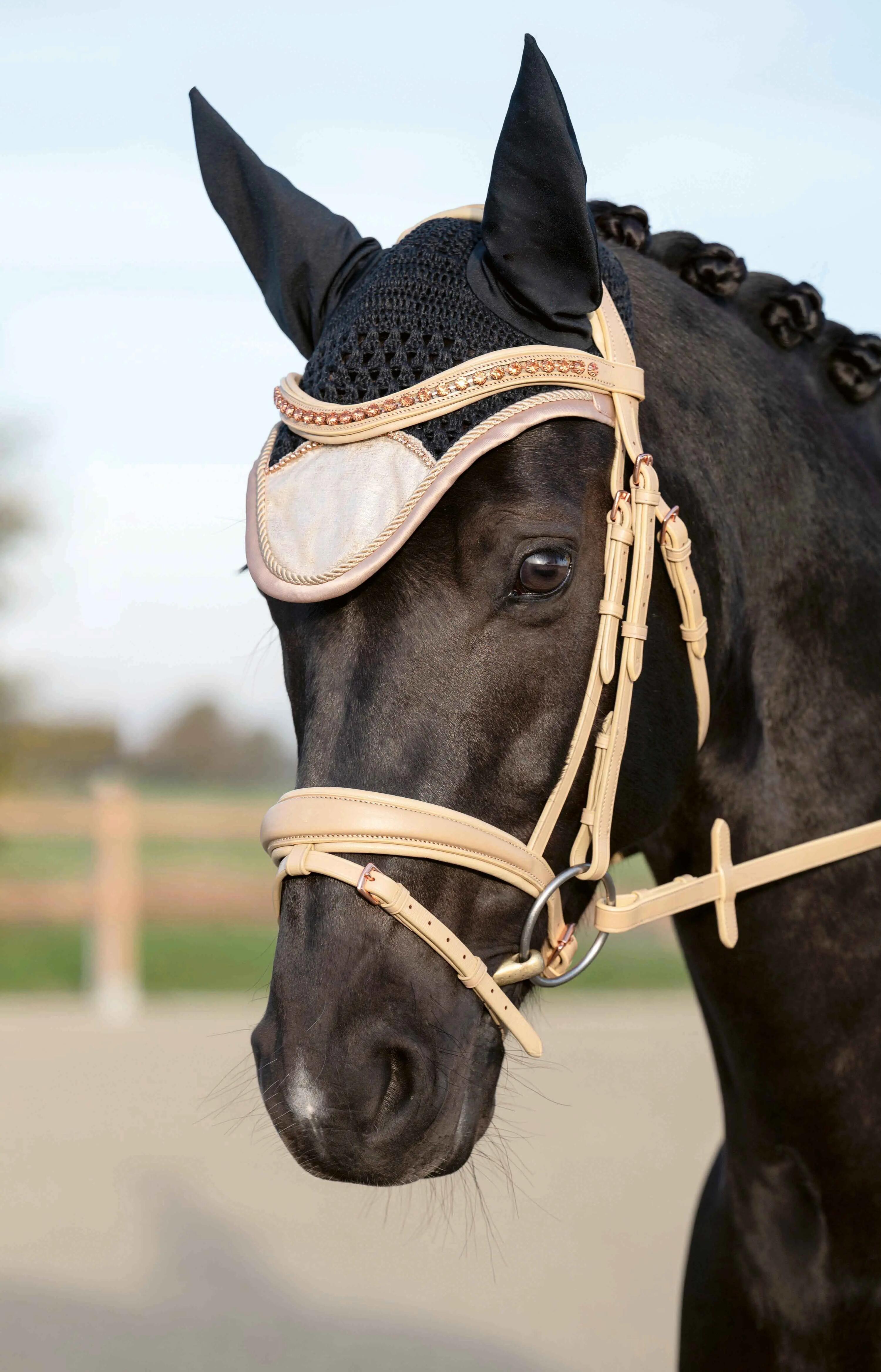 Korte hoed voor paarden HKM Rosegold Glitter 4/5