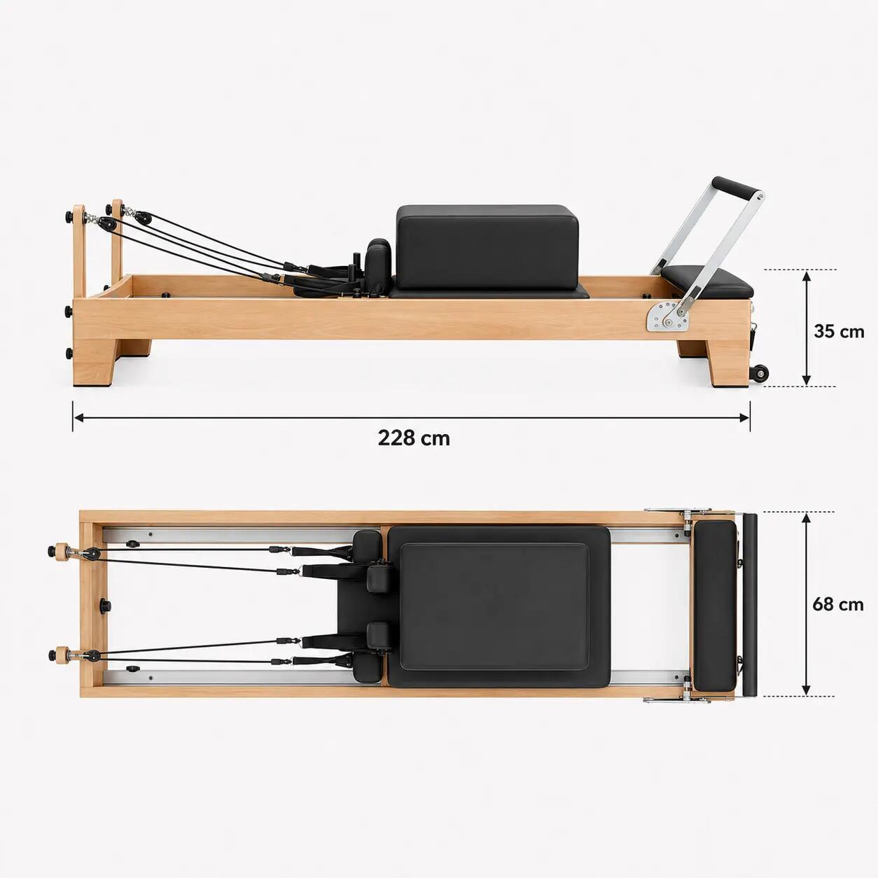 Reformer de Pilates H80 em madeira de faia 6/6
