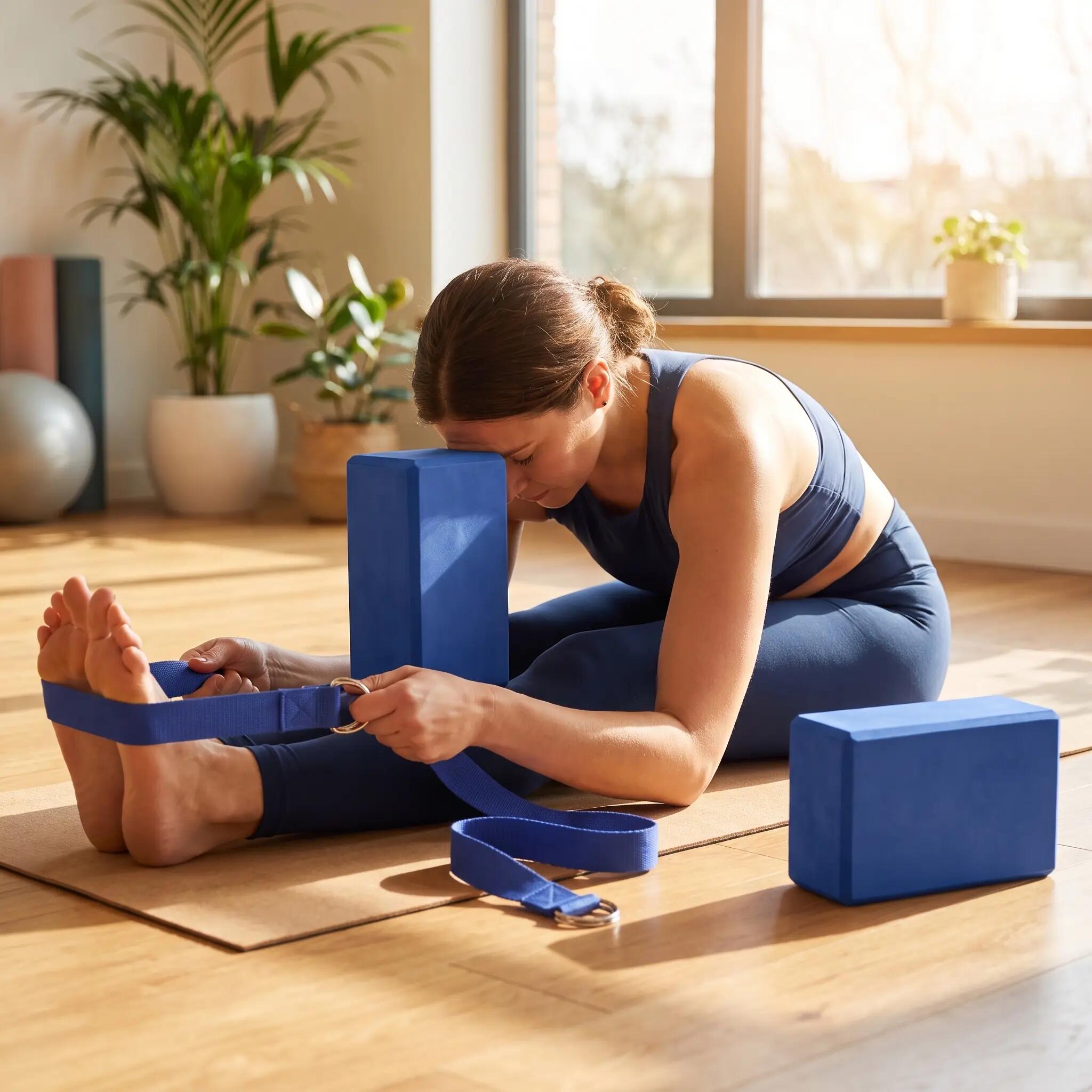 Yoga-Set Starter-Kit: 2x Yogablock EVA rutschfest + Yogagurt 300 cm 6/7
