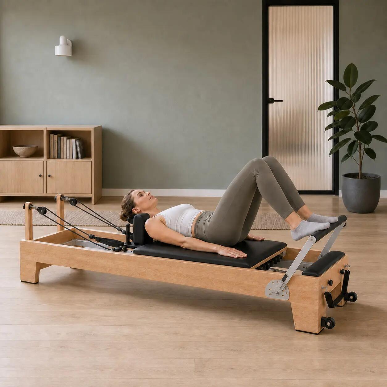 Reformer de Pilates H80 em madeira de faia 3/6