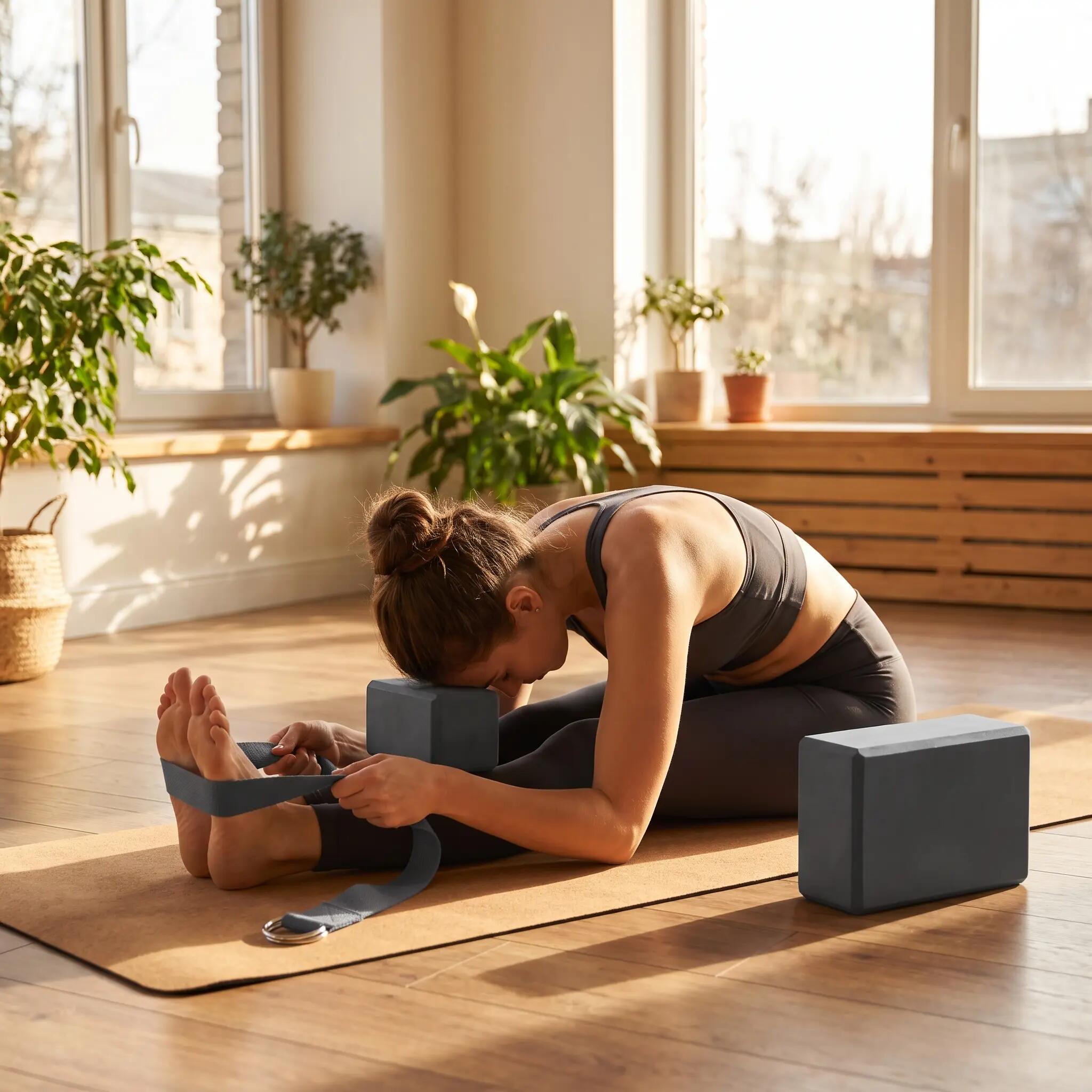 Yoga-Set Starter-Kit: 2x Yogablock EVA rutschfest + Yogagurt 300 cm 4/7