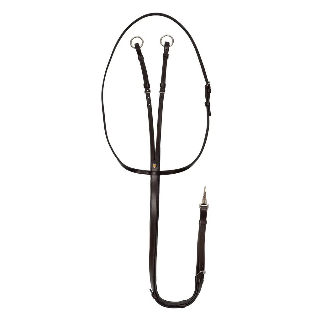 Leather martingale with silver stitching