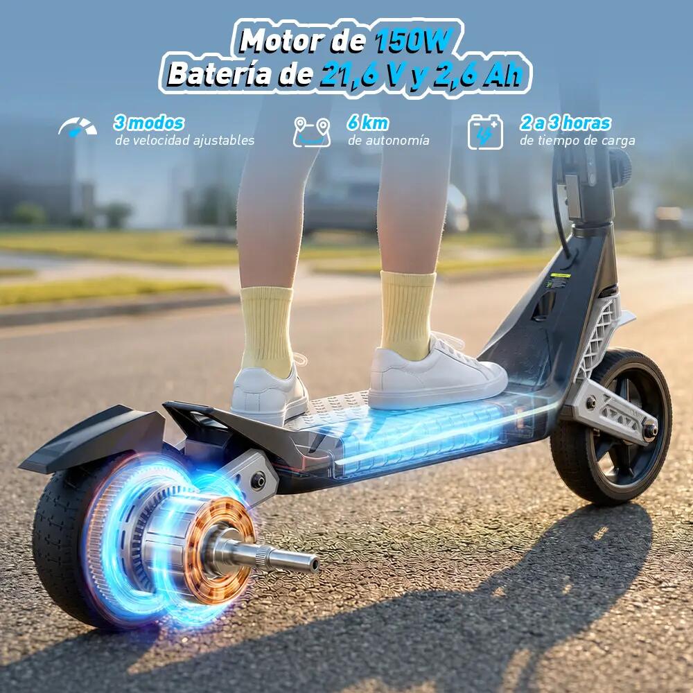 Patinete eléctrico infantil iScooter K6 con batería de 21,6 V y 2,6 Ah 4/7
