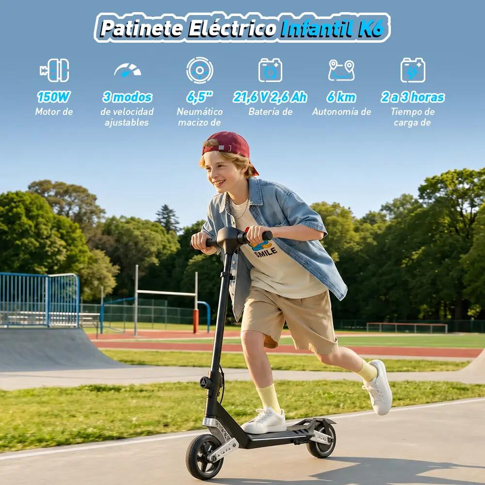 Patinete eléctrico infantil iScooter K6 con batería de 21,6 V y 2,6 Ah 3/7