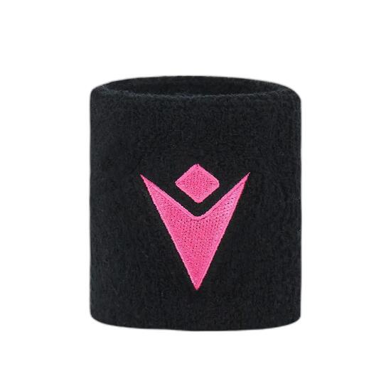 Polsbanden - tennis - unisex - absorberend stretch katoen - zwart / roze
