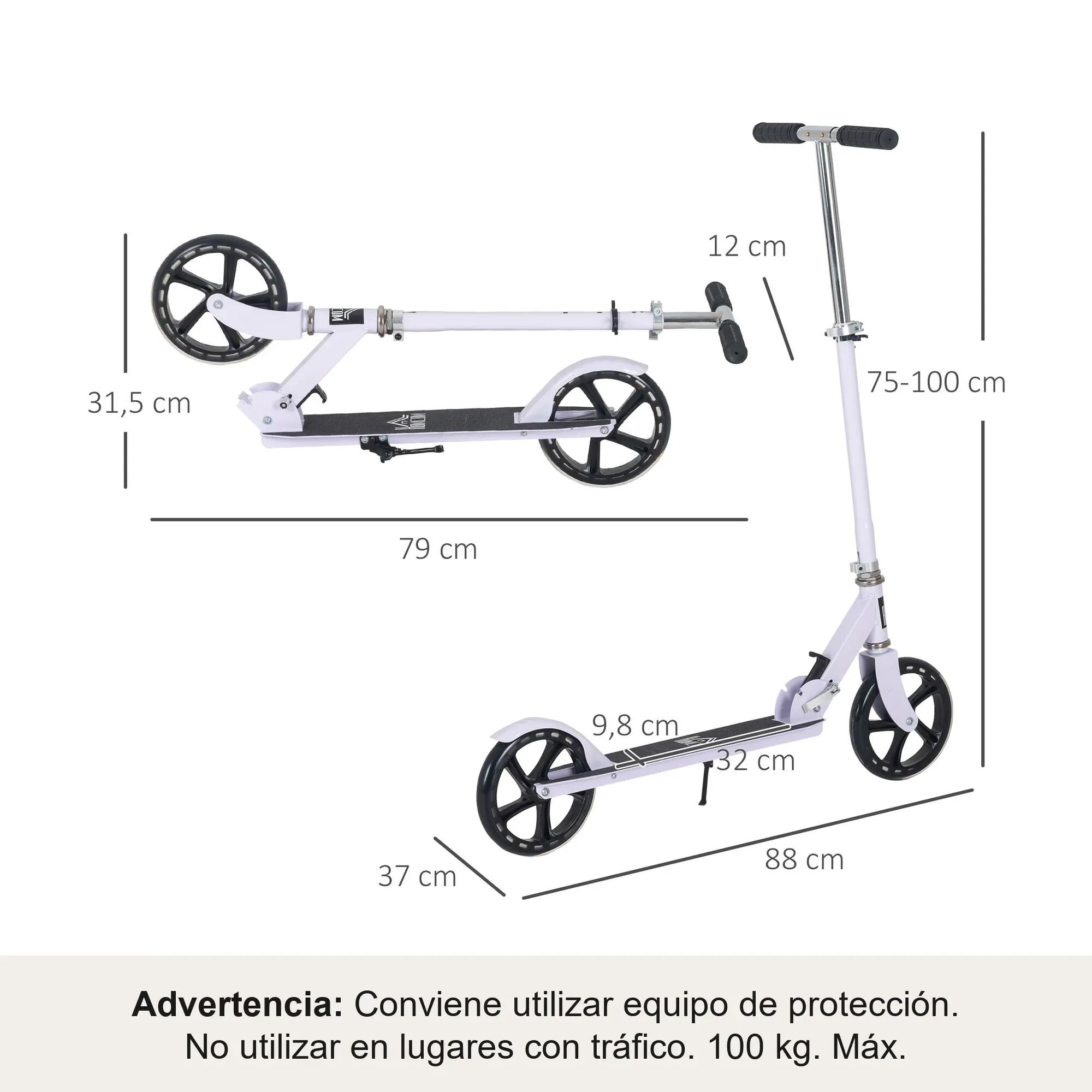 Scooter Infantil HOMCOM 88x37x100 cm Blanco 3/7