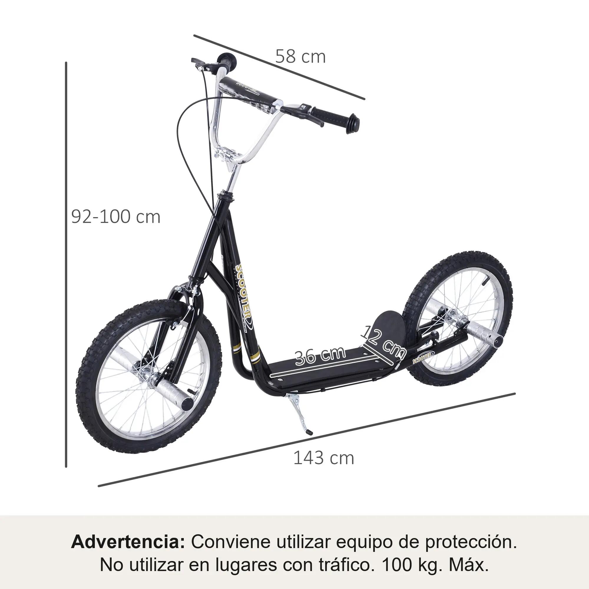Patinete para Niños HOMCOM 143x58x100 cm Negro 3/7