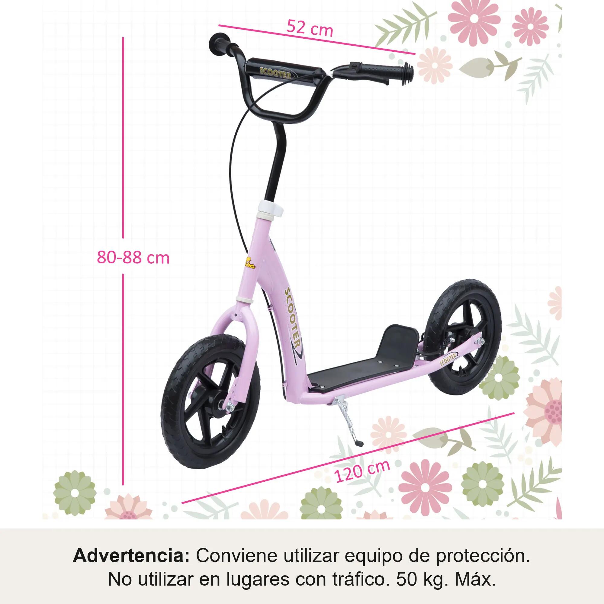 Patinete para Niños HOMCOM 120x52x88 cm Rosa 3/8