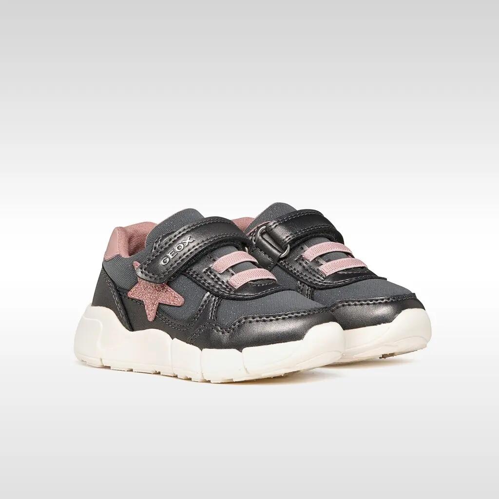 Baskets Bébé Fille FLEXYPER MINI BABY GIRL Gris Foncé/Rose Clair 4/7