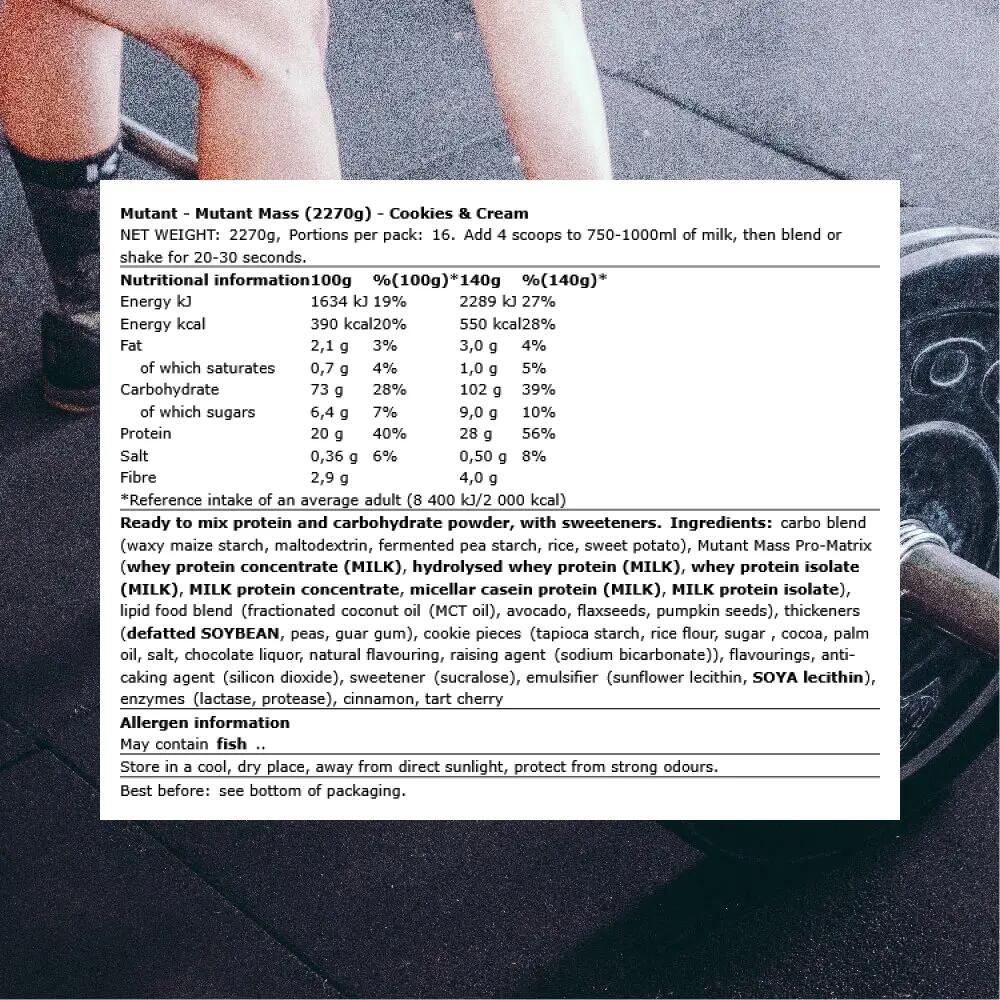 Mutant Mutant Mass (2270g) Cookies & Cream - Gewichtstoename - Zonder Creatine 3/4