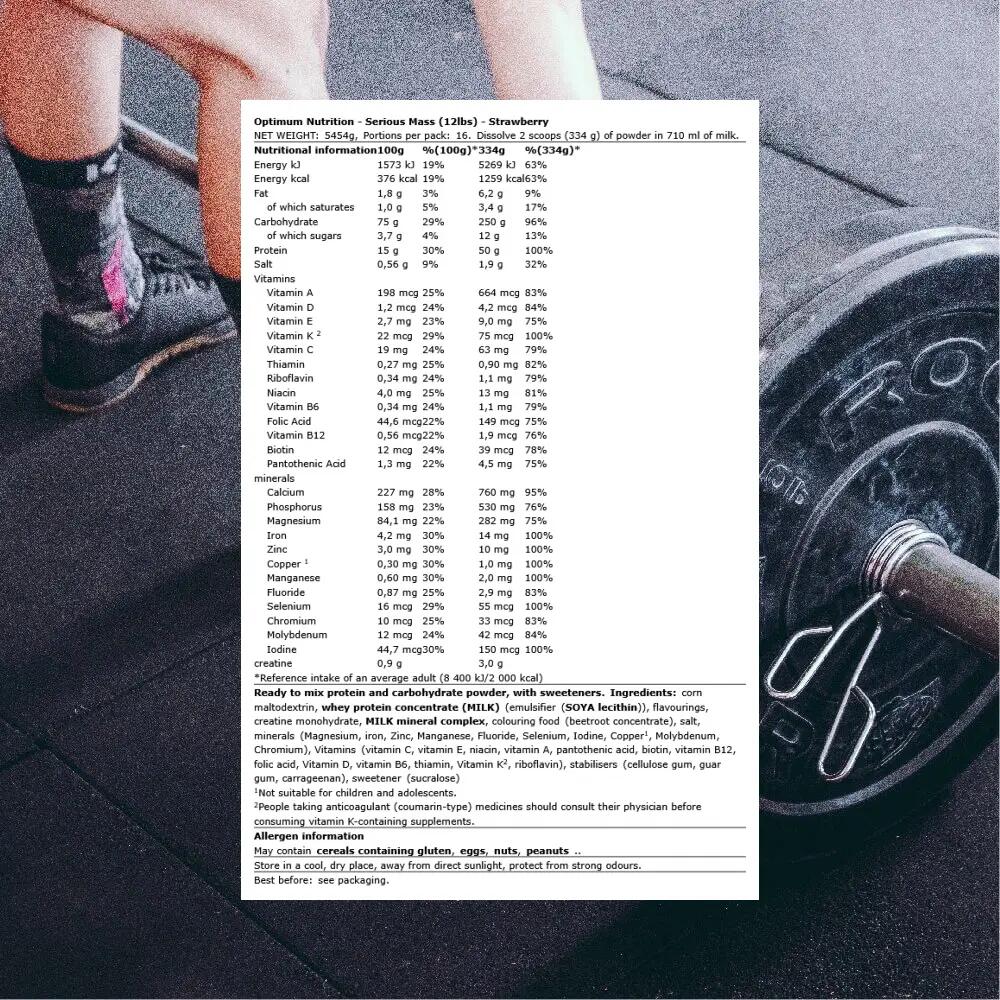 Optimum Nutrition Serious Mass (12lbs) Strawberry - Gewichtstoename 3/3