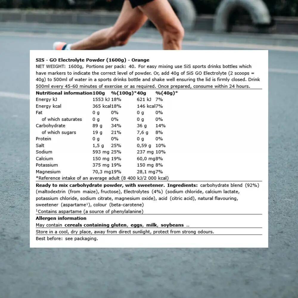 SIS GO Electrolyte Powder (1600g) Orange - Energia e resistenza - Elettroliti 3/3