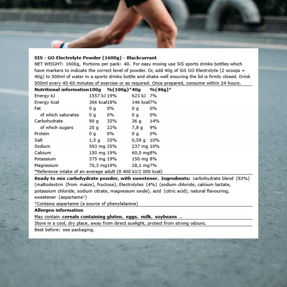 SIS GO Electrolyte Powder (1600g) Blackcurrant - Énergie et endurance 3/3
